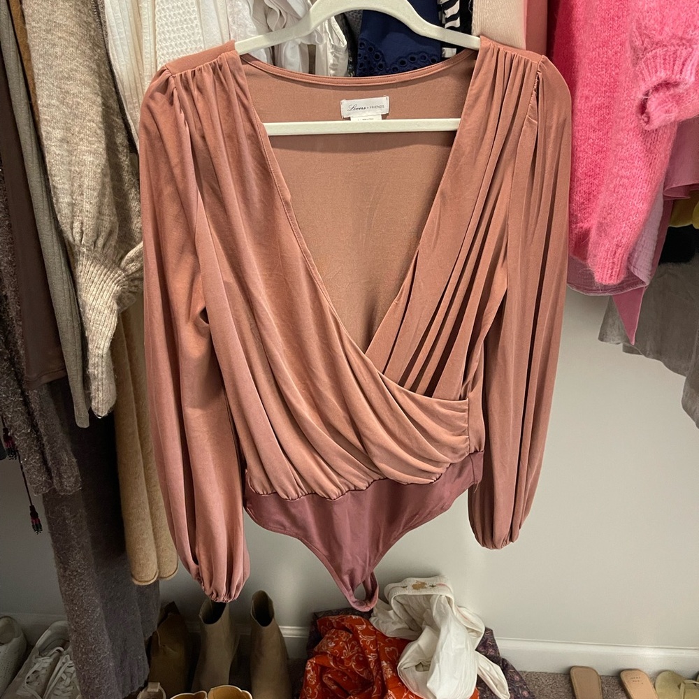 Lovers & Friends mauve bodysuit top size small